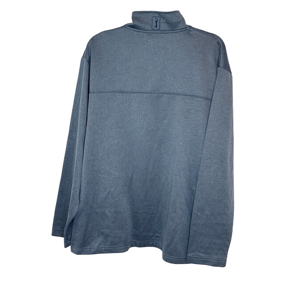 PGA Tour Mens XL Quarter Zip Pullover Blue Grey Textured Golf Sweater Long-Slv - Picture 3 of 3